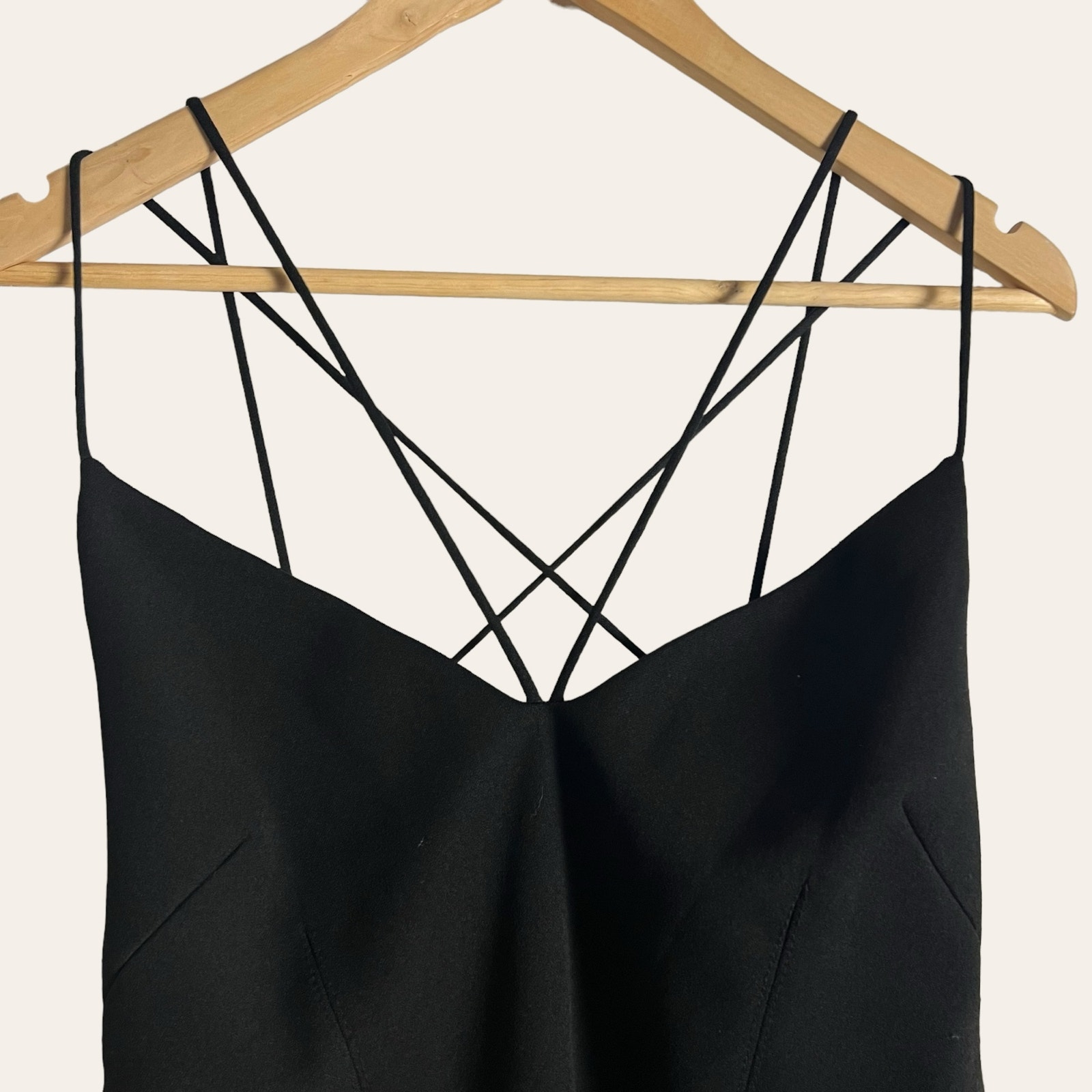 Misha Benecia Black Strappy Back Midi Cocktail Dress Size 10 — image 7 of 8